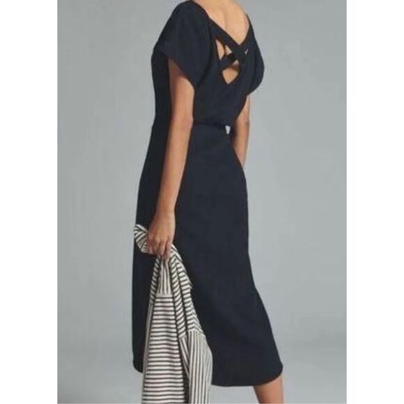 Anthropologie Dresses & Skirts - Anthropology Black Ribbed Midi Length Dress